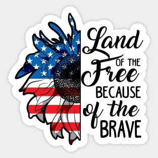 4th of July. Land of Free. Independence Day. Sticker